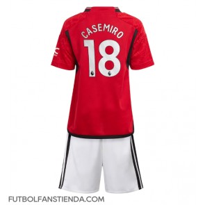 Manchester United Casemiro #18 Primera Equipación Niños 2023-24 Manga Corta (+ Pantalones cortos)